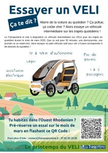 Lire la suite à propos de l’article Venez tester le VELI – Lundi 23 mars de 13h30 à 16h30 à Lamure (parking VHB)