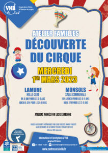 Lire la suite à propos de l’article Atelier familles – Découverte du cirque – Mercredi 1er mars 2023 à Lamure et Monsols