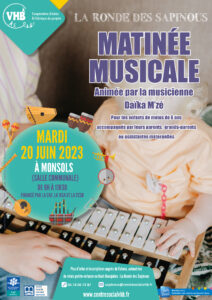 Lire la suite à propos de l’article Matinée musicale animée par la musicienne Daïka M’zé : mardi 20 juin 2023 à Monsols pendant la Matinée de la Ronde des Sapinous