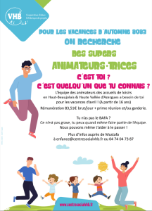 Lire la suite à propos de l’article Pour les vacances d’automne on recherche de supers animateurs-trices. C’est toi ? C’est quelqu’un que tu connais ?