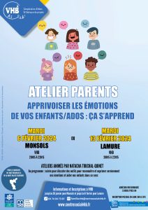 Lire la suite à propos de l’article Atelier parents : apprivoiser les émotions de vos enfants/ados : ça s’apprend – mardi 6 février à Monsols ou mardi 13 février à Lamure