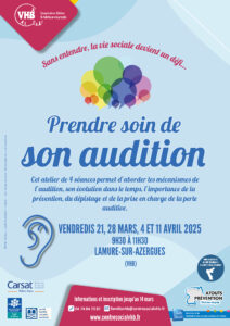 Lire la suite à propos de l’article Prendre soin de son audition : atelier de 4 séances à Lamure à partir du 21 mars
