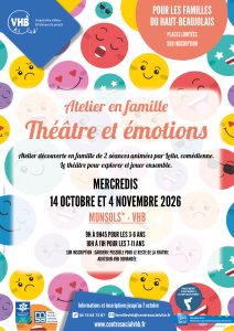 Lire la suite à propos de l’article Atelier pour les familles du Haut-Beaujolais : Théâtre et émotions mercredis 14 octobre et 4 novembre 2026 à Monsols