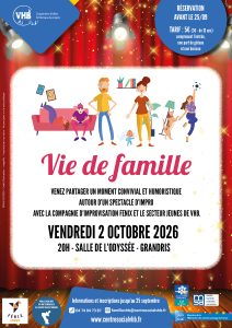 Lire la suite à propos de l’article Spectacle « Vie de famille » : vendredi 2 octobre 2026 à Grandris