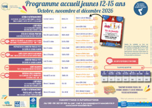 Lire la suite à propos de l’article Le programme de l&rsquo;accueil jeunes 12-15 ans – octobre à décembre 2026 est disponible !