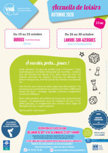 Lire la suite à propos de l’article Le programme des accueils de loisirs Automne 26 est disponible !